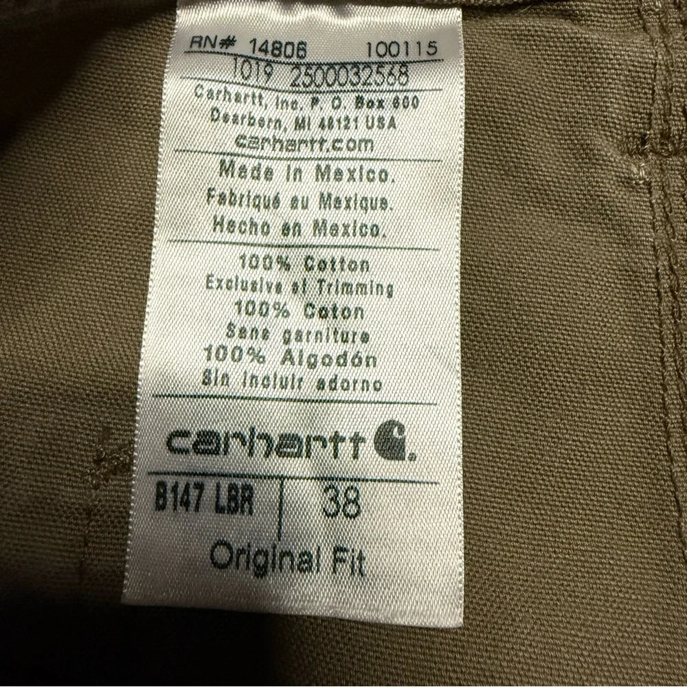 Carhartt B147 LBR Original Fit Canvas Work Shorts Khaki Green Men’s Sz 38